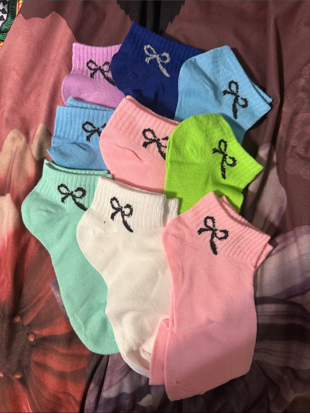 9 pairs Woman’s Ankle Socks Pack with Bow Accent - Multicolor